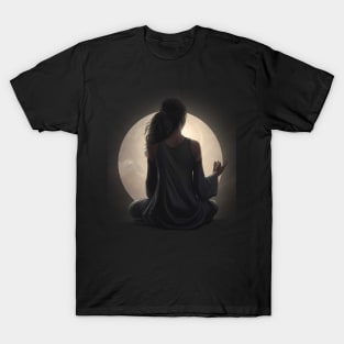 Girl Meditating Beneath the Night Sky T-Shirt